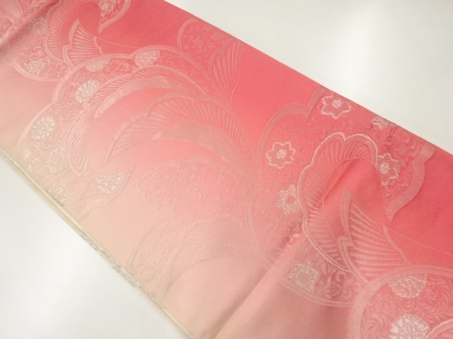 JAPANESE KIMONO / ANTIQUE FUKURO OBI / SILK / WOVEN FLORAL SARASA